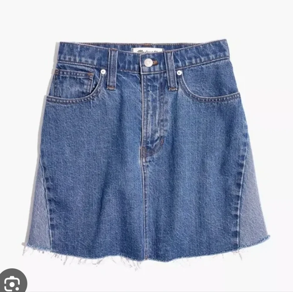 Madewell Two-Tone Denim A-Line Mini Skirt in Blue